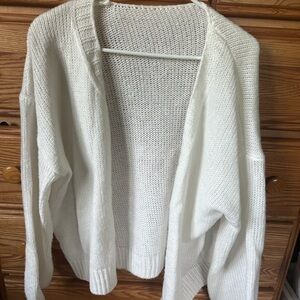 SHEIN White Cardigan Sweater with Relaxed Fit